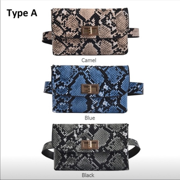 Snake Skin Print Shoulder Fanny Bag - Picture 4 of 8